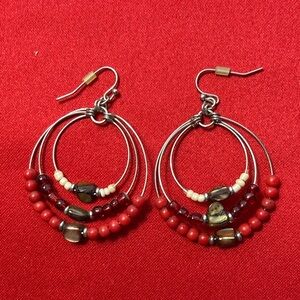 Elegant Red and Silver Hoop Earrings